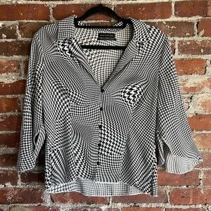 Urban Outfitters Black & White Funky Patterned Blouse